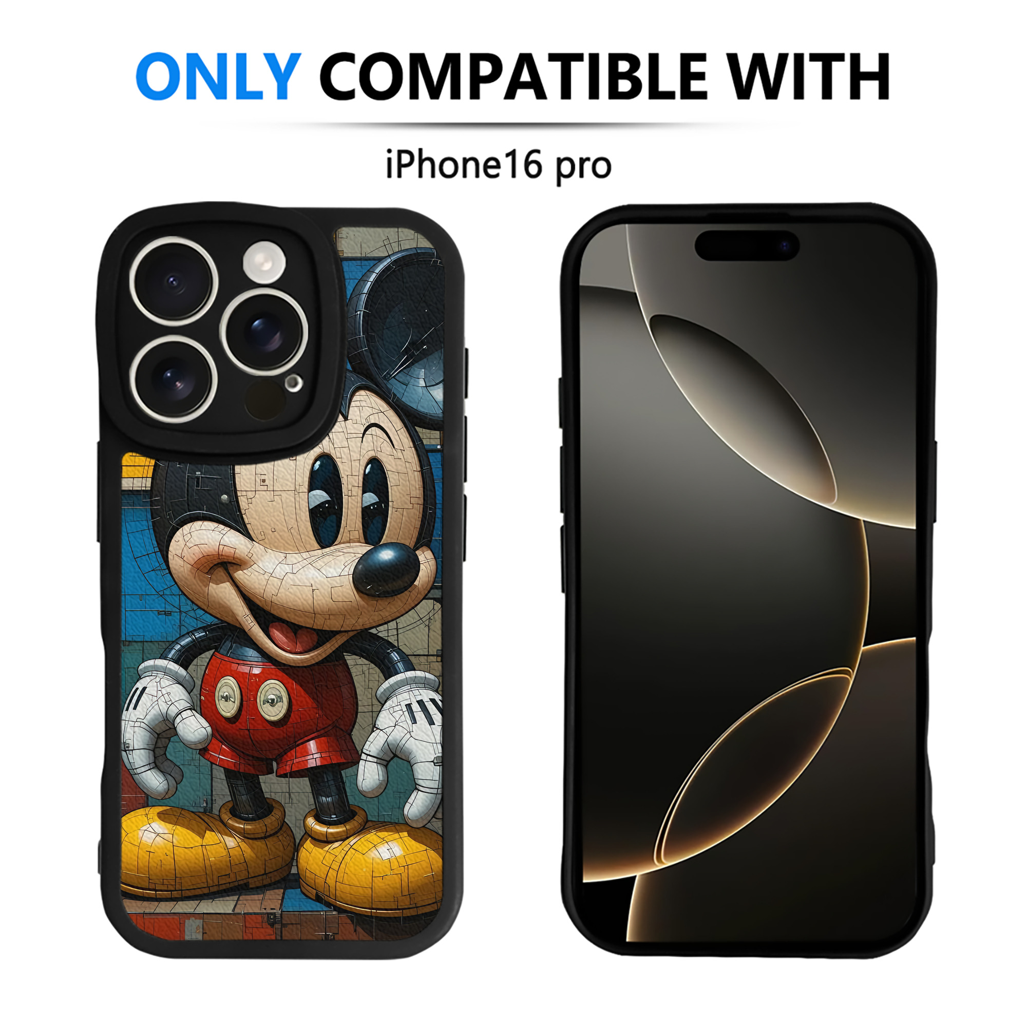 （画像用） ミッキーマウス Mickey Mouse 【iPhone 16シリーズ対応】シリコンスマホケース（レザー調） 材質：シリコン